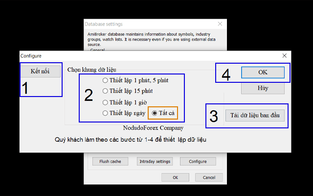 Thiết lập Configure Nodudo Forex Data trong Amibroker